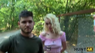 HUNT4K. Young blonde babe was moaning so hard while Hunter fucked her outdoors